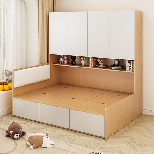 小户型多功能榻榻米床衣柜一体组合储物床单儿童人床1.2cm1.5米床