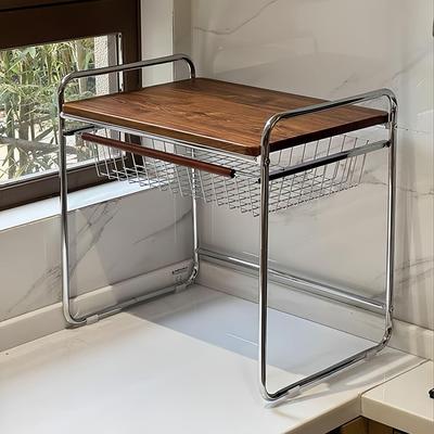 厨房多功能置物架家用2025新款微波炉中古风收纳架调料杯子零食架