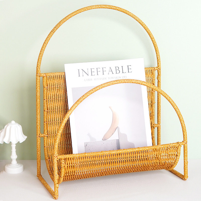 仿藤编创意杂志篮客厅书房报刊书籍置物架民宿咖啡馆杂志收纳架