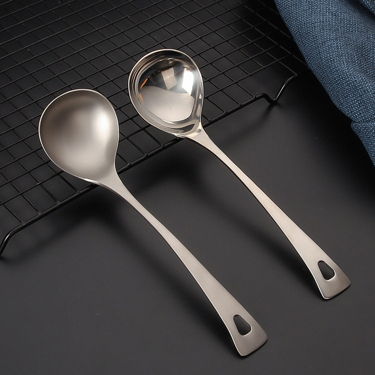 纯钛汤勺家用长柄勺子加厚盛汤汤匙创意加深火锅勺厨房烹饪用具