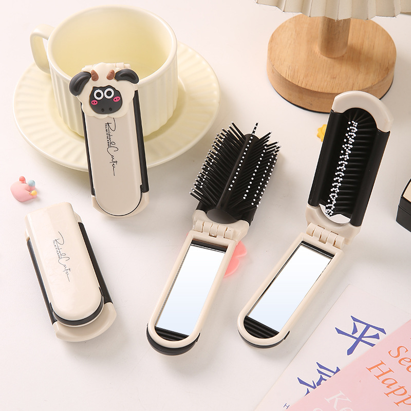 折叠气垫梳随身便携迷你小梳子镜梳一体折叠气囊梳子按摩梳美发梳