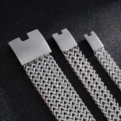 Chic Nen Silver Tone Real 316L Stainless Steel Curb Cuban