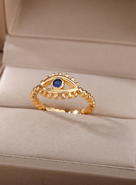Vintage Blue Evil Eye Rings For Women Stainless Steel