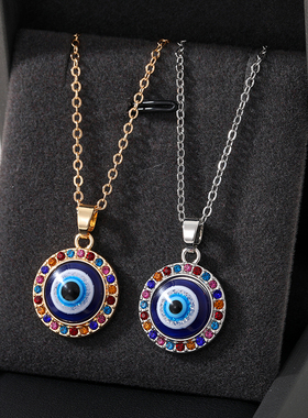 1PC Color Turkish Crystal Evil Eyes Pendant Necklace For