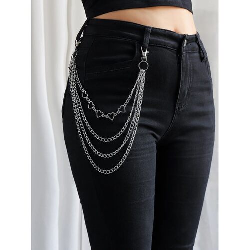 Style Pants Chain for Women Girls Heart Keychains Belt