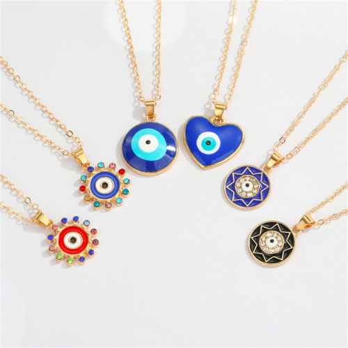1Pcs Rainbow Round Evil Eye Necklace For Women Gift Jewelry