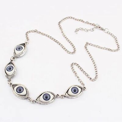 Vintage Punk Evil Eye Necklaces 5pcs Blue Eyeball Connect