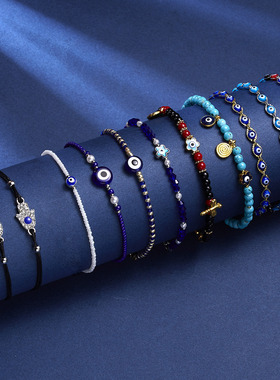 Rinhoo New Style Rhinestone Palm Blue Evil Eye Bracelets