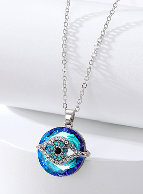 1pc Zircon Hollow Blue Evil Eye Necklace Women Gift Bling
