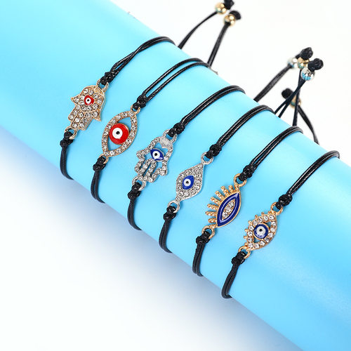 N2 Couple Lovers Lucky Evil Blue Eye Charm Bracelet Handmade