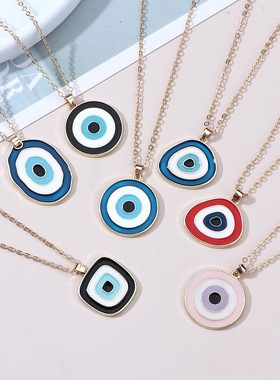 Colorful  Eyes Pendant Necklace for Women Girl Men Lovers