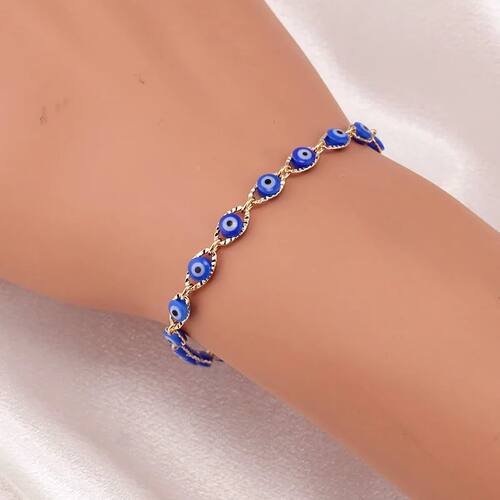 Bohemian Oval Evil Blue Eye Charm Bracelet Gold Silver