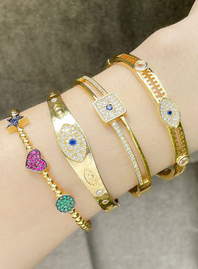 Zircon Demon Eye Bracelets For Women Men Stainless Steel