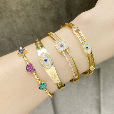 Zircon Demon Eye Bracelets For Women Men Stainless Steel