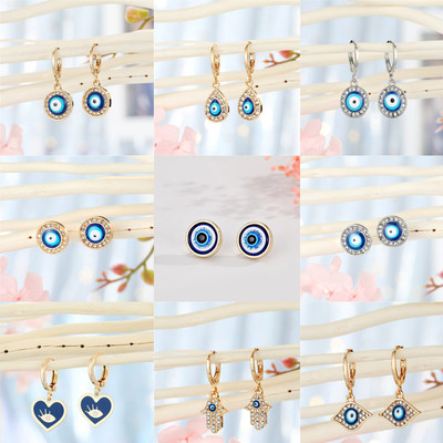 1Pair Heart Evil Eye Hoop Earrings For Women Gift Jewelry