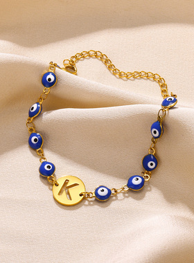 NewTurkish Blue Eye Letters Bracelets For Women Girl Jewelry