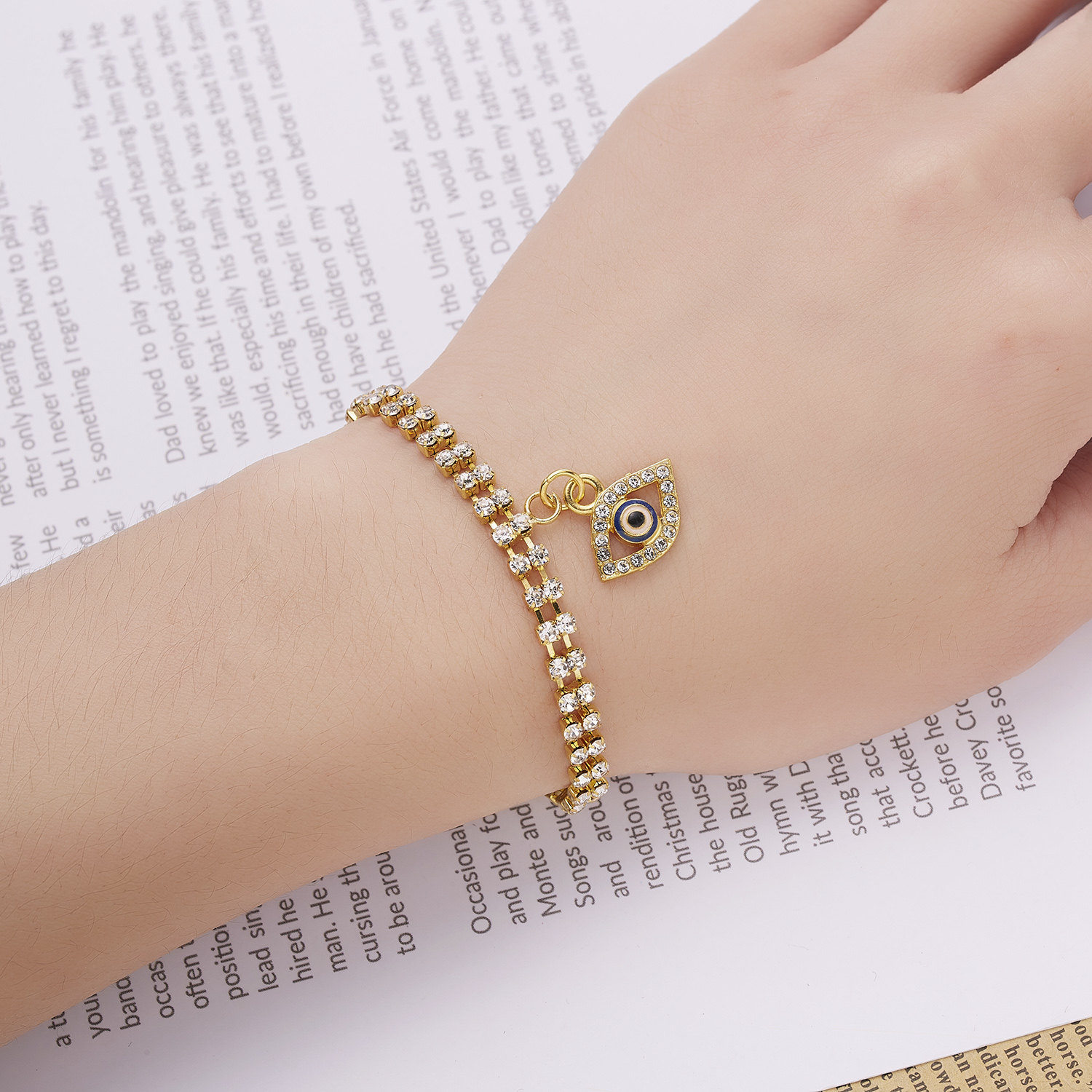 New Fashion Evil Eye Rhinestone Bracelet For Women Lucky