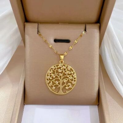 Temperamental Rhinestone Tree of Life Pendant Necklace