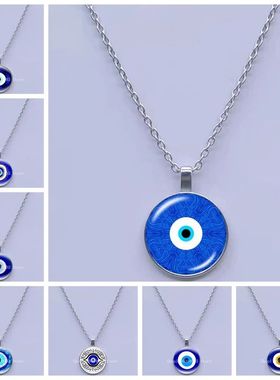 Evil Eye Pattern Religious Blue Eye Round Glass Cabochon