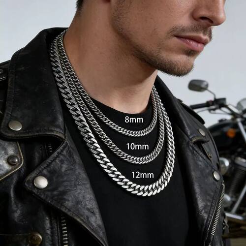 316L Stainless Steel LA Cuban Link Chain Necklace For Men