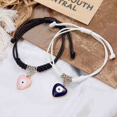 2PCS Romantic Couple Bracelet For Women Men Love Heart Blue