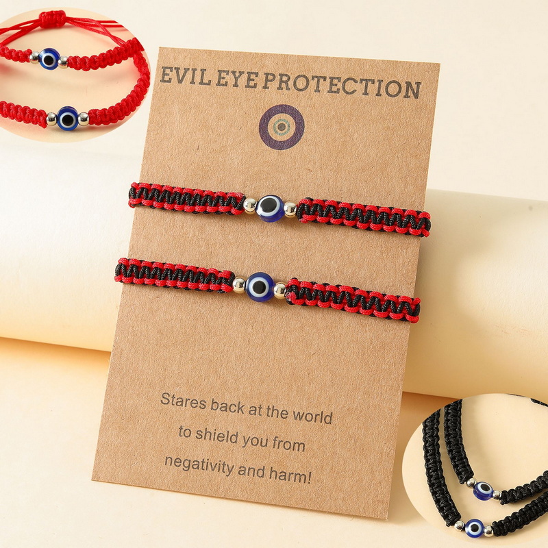 2pcs Lucky Evil Eye Bead Bracelet for Woman Men Handmade