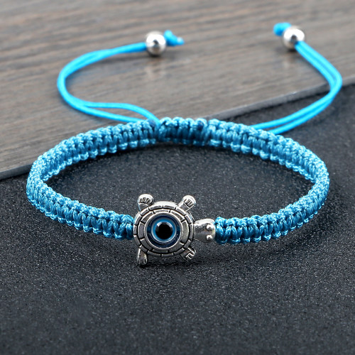 Vintage Turtle Evil Eye Beads Braided Bracelet Red Black