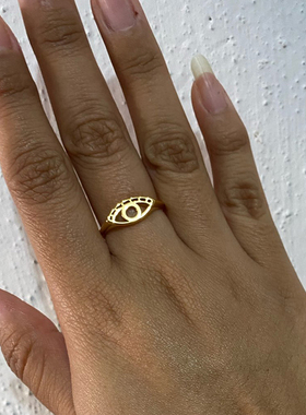 Stainless Steel Rings For Women Cute Mini Evil Eye Charm