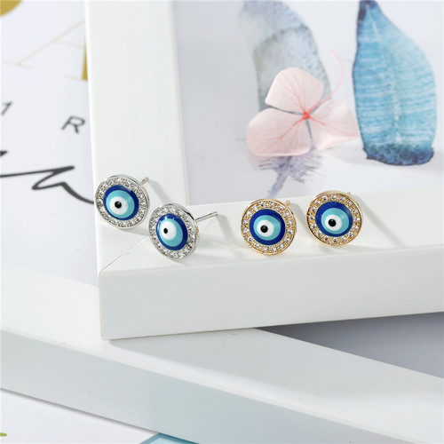 Dayoff Turkey Vintage Evil Eye Zircon Lucky Stud Earrings