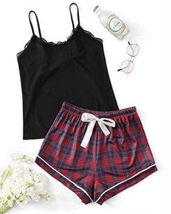 2022 new Sling Plaid Shorts Charm Spot Pajamas Sexy Homewear