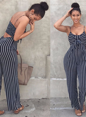 2022 Backless Bow Casual Wide Legs Jumpsuits Leotard Overal