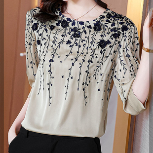 2022 new Casual Elegante Satin Ladies Spring Summer Tops上衣
