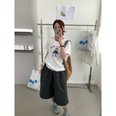 奶思家NICE STUDIO-2026夏上新字母圆领百搭休闲短袖T恤女w63819