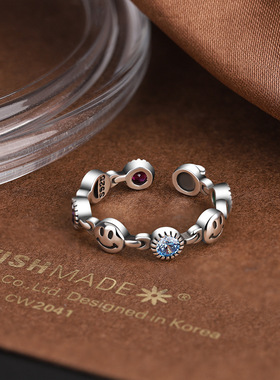 Original 925 Sterling Silver Smile Face CZ Rings For Women