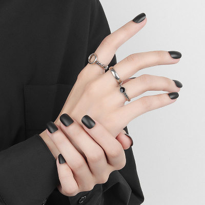 Foxanry Minimalist 925 Sterling Silver Chain Rings for