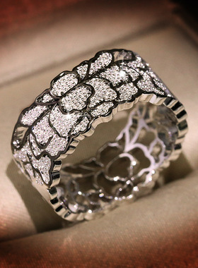 925 Silver Ring Fashion Jewelry Unique Design Hollow Lace Pa