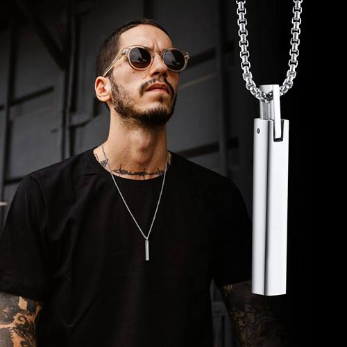 Waterproof 3D Vertical Bar Necklaces for Men,Minimalist