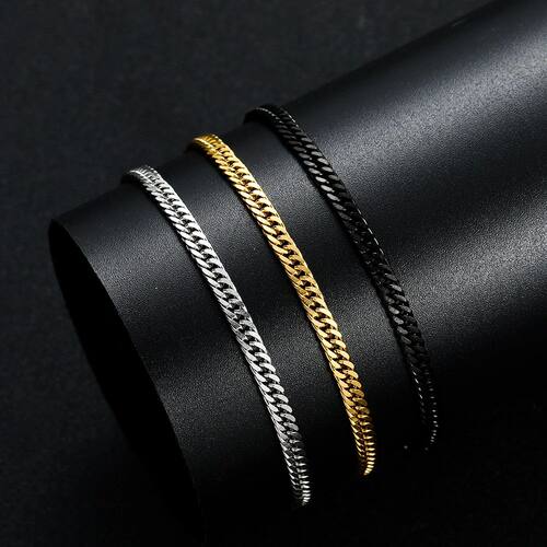 New Width 4MM 316L Stainless Steel Golden Black Chain Bracel