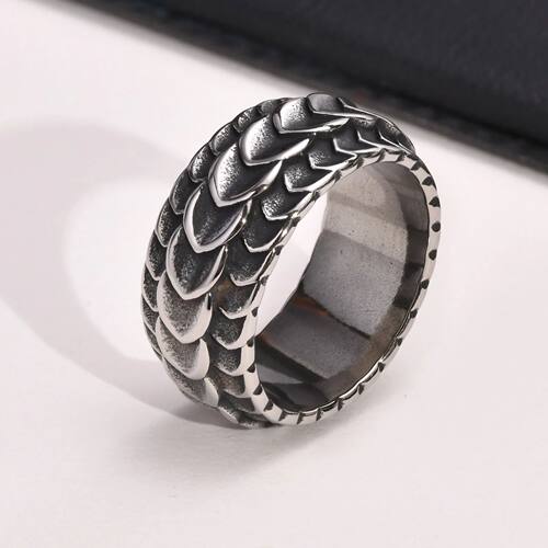Dragon Scale Anxiety Ring for Men Cool Stainless Steel