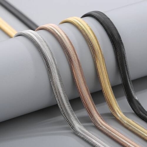 Four-color 6/8mm Chunky Braided Snake Chain Trend Stainless