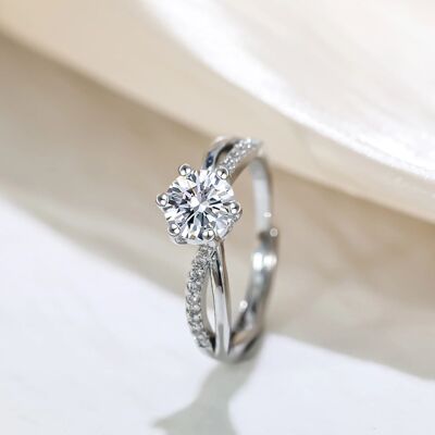 Classic Six-prong CZ Engagement Ring, Split Shank with