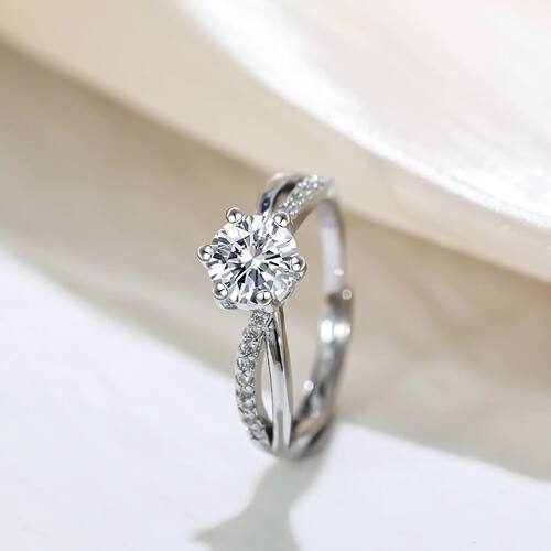 Classic Six-prong CZ Engagement Ring, Split Shank with