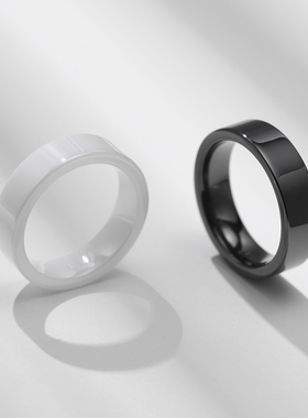 2023 Ceramic Man Women Black / White Solid Ring 6mm