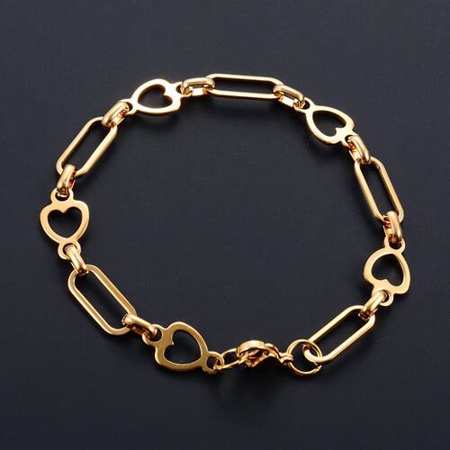 Stainless Steel Bracelet Link Rectangle Heart Chain for