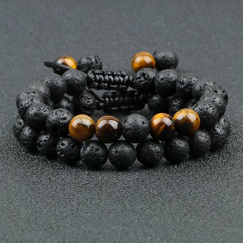 2Pcs Braided Natural Stone Beads Bracelets&Bangles For