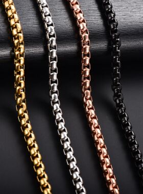 2/3/4/5mm Men's Box Chain Stainless Steel Necklace Choker