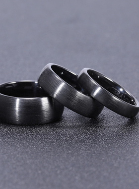 Somen 4/6/8mm Ceramic Ring Black Wedding Engagement Band