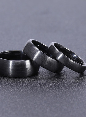 Somen 4/6/8mm Ceramic Ring Black Wedding Engagement Band