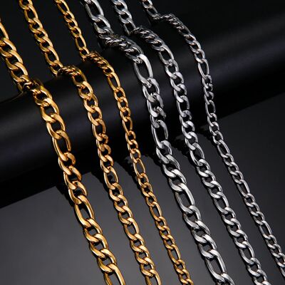 Figaro Chain Necklace for Men Women Stainless Steel Gold