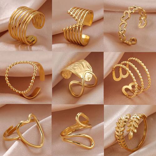 Stainless Steel Women Rings Geometric Heart Aesthetic Open